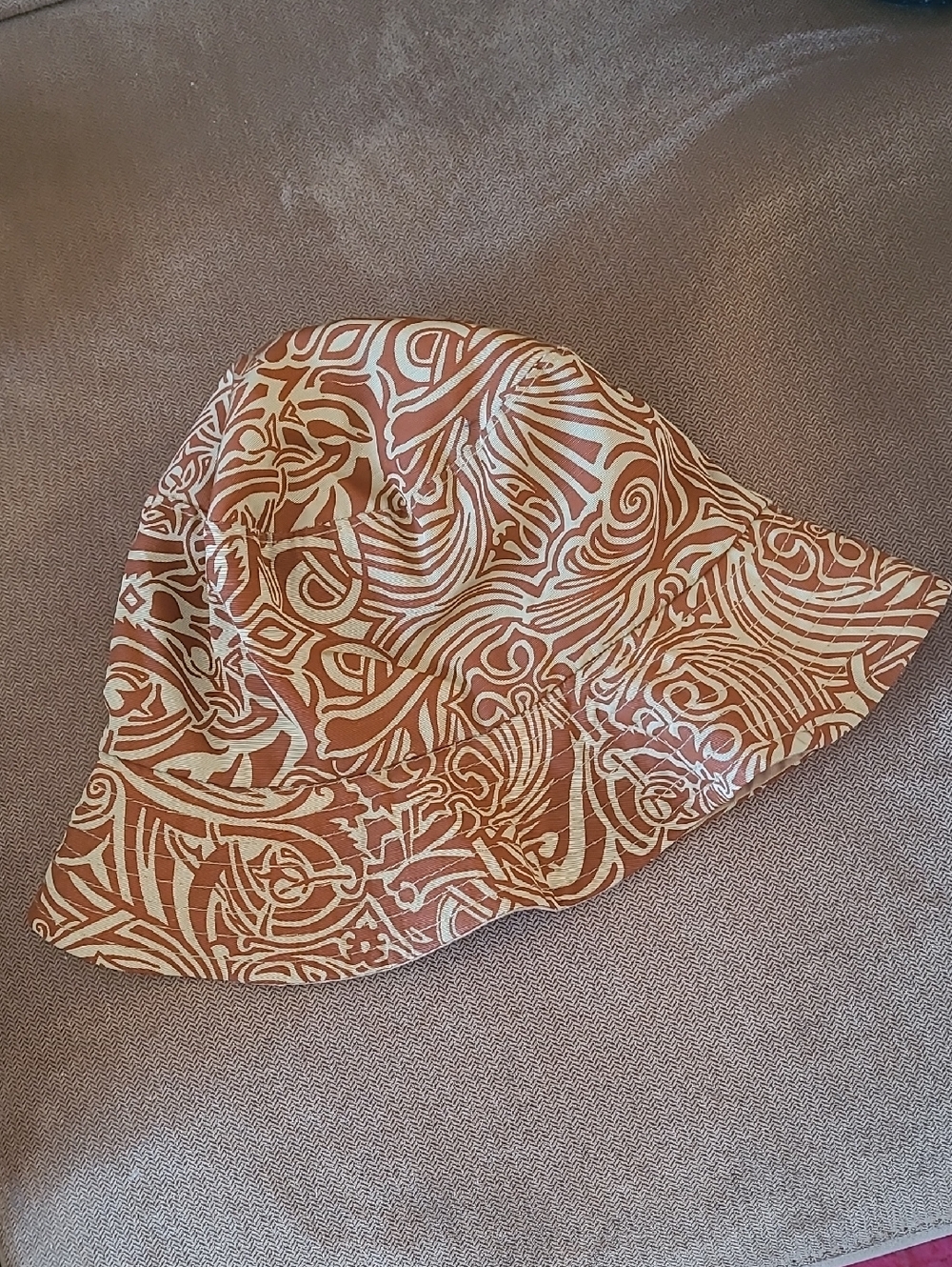 Brown & Cream Patterned Bucket Hat
